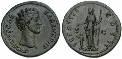 Sestercio de Marco Aurelio - TR POT III COS II S-C / PIETAS. 88683