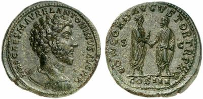 Sestercio de Marco Aurelio. RESTITVTORI ITALIAE IMP VI COS III /S C 923330.m