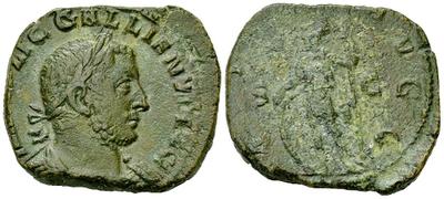 Sestercio de Galieno. VIRTVS AVGG - S C. Virtus estante a izq. Ceca Roma. 3173689.m
