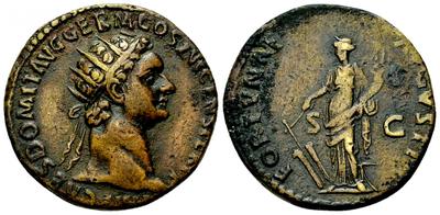Dupondio de Domiciano. FORTVNAE AVGVSTI. Fortuna a izq. Roma 4052662.m