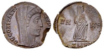 AE4 póstumo de Constantino I. VN - MR. Constantino velado. 7105663.m
