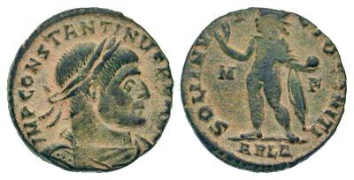 Nummus de Constantino I. SOLI INVICTO COMITI. Arlés  3012336.m