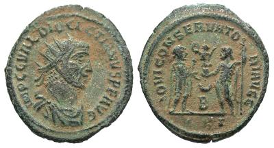 Aureliano de Diocleciano.IOVI CONSERVATORI AVGG. Júpiter y Diocleciano. Antioquía 3960453.m