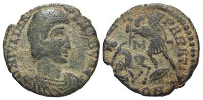 AE3 de Juliano II. FEL TEMP REPARATIO. Soldado romano alanceando a jinete caído. Arlés 3982466.m