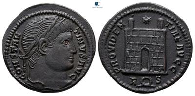 AE3 de Constantino I. PROVINENTIAE AVGG. Puerta de campamento. Roma 10788142.m