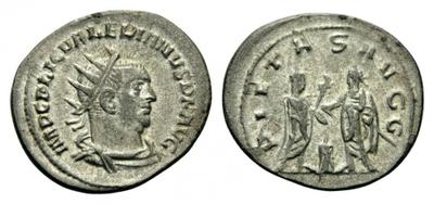 Antoniniano de Valeriano I. PIETAS AVGG. Valeriano y Galieno enfrentados. Antioquía o Samosata 2529648.m