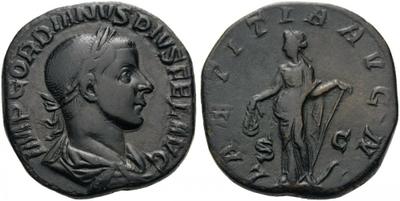 Sestercio de Gordiano III. LAETITIA AVG N. Laetitia estante a izq. Roma. 2951993.m