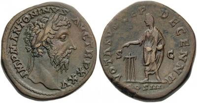 Sestercio de Marco Aurelio. SALVTI AVG COS III - S C. Salus estante a izq. Roma. 3173058.m