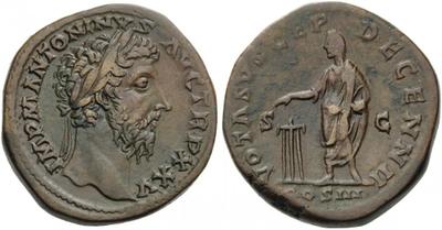 Sestercio de Marco Aurelio. SALVTI AVG COS III - S C. Salus estante a izq. Roma. 3173058.m