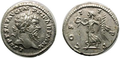 Denario de Septimio Severo. COS II PP. Victoria a izq. Laodicea ad Mare. 4207509.m