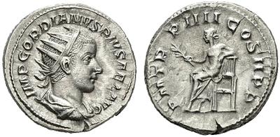 Antoniniano de Gordiano III. P M TR P IIII COS II PP. Apolo sedente a izq. Roma 1636042.m