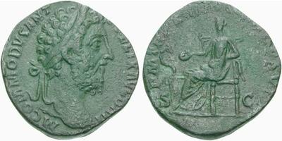 Sestercio de Cómodo. Salus sedente a izq. Roma. 128065.m