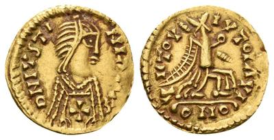 Tremis visigodo a nombre de Justiniano I atribuido al reinado de Leovigildo 4489507.m