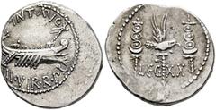 Marc Antony AR Legionary Denarius. 44-30BC. Patrae Mint. Legio VIII.