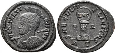 AE3 a nombre de Licinio II SAECVLI F-ELICITAS. Corona sobre columna. Roma 8908733.m