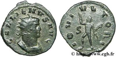 Antoniniano de Galieno. IOVI VLTORI. Júpiter estante a dcha. Roma. 50871.m