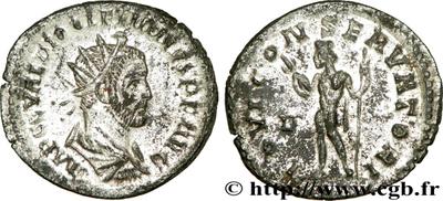 Aureliano de Diocleciano. IOVI CONSERVATORI. Júpiter a izq. Lyon 60115.m