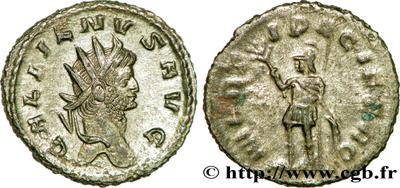 Antoniniano de Galieno. MARTI PACEFERO. Marte estante a izq. Roma 66359.m