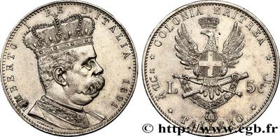 Eritrea 5 liras 1891 Umberto I 3817222.m