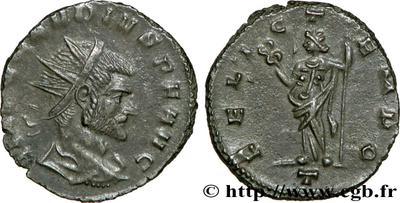 Antoniniano de Claudio II, FELICI TEMPO. Felicidad a izq. Milán 422423.m
