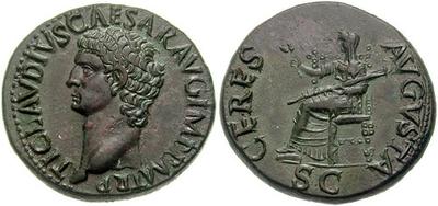 Dupondio de Claudio I. CERES AVGVSTA. Ceres sedente a izq. Roma 131396.m