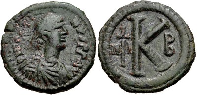 20 Nummi de Justino I o Justiniano I, Nicomedia 2ª oficina 3286030.m