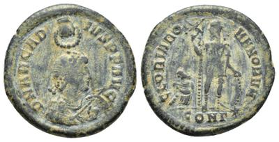 AE2 o Maiorina de Arcadio. GLORIA ROMANORVM. Emperador y cautivo. Constantinopla 9390315.m
