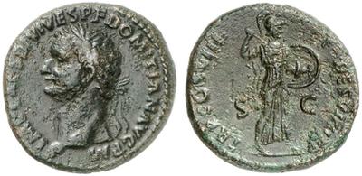 As de Domiciano. TR P COS VIII DES VIIII P P. Minerva a dca. Roma 1215748.m