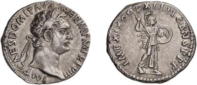 Denario de Domiciano. IMP XIX COS XIIII CENS P P P. Minerva avanzando a dcha. Roma. 4908025.m