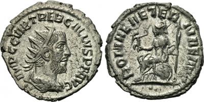 Antoniniano de Treboniano Galo. ROMAE AETERNAE AVG. Roma Sentada a izq. Antioquía 1534554.m