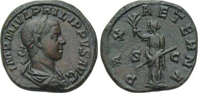 Sestercio de Filipo II. PAX AETERNA. Paz a izq. Roma 2148460.m