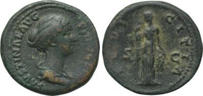 Dupondio de Faustina II. PVDICITIA S C. Pudicitia estante a izq. Roma. 2448896.m