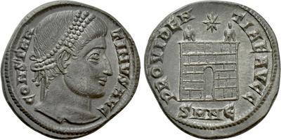 AE3 de Constantino I. PROVIDENTIAE AVGG. Nicomedia 5597527.m