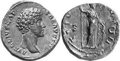 As de Marco Aurelio o Cómodo. Minerva sosteniendo lanza y apoyándose en escudo. 97650.m