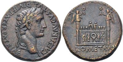 Sestercio de Augusto. ROM ET AVG. Ara. Lyon 7546536.m
