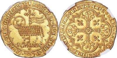 1 Mouton. Francia. Jean II, el bueno (1350-1364)  3580743.m