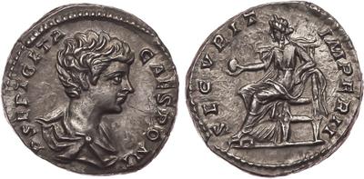 Denario de Geta. SECVRIT IMPERII. Seguridad sedente a izq. Roma 1846757.m