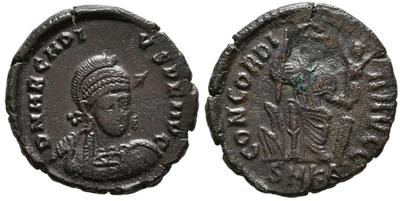 AE3 de Arcadio. CONCORDIA AVGG. Concordia en trono. Cycico 7951384.m