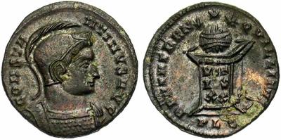 AE3 o Centenional de Constantino I. BEATA TRANQVILLITAS. Lyon 270835.m