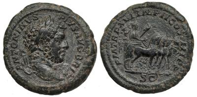 As de Caracalla. P M TRP XVI IMP II COS IIII P P. Cuadriga. Roma 1744938.m