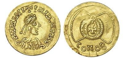 Tremis a nombre de Valentiniano III. Acuñación sueva. 3043004.m