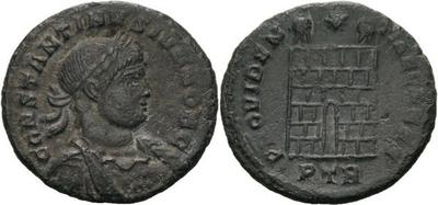 AE3 de Constantino II. PROVIDENTIAE CS. Trier, cuño no oficial. 2449722.m