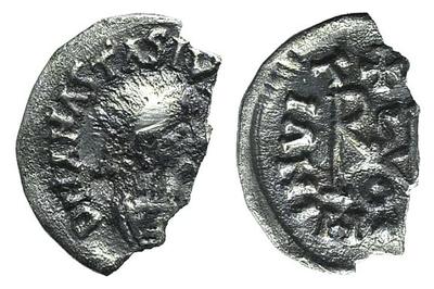 Trozo de 1/4 de silicua a nombre de Anastasio I. Reino de los gépidos 2087918.m