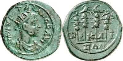 AE19 de Gordiano III. N/IK/A/I/EΩN. 4 Estandartes. Nicea 3253780.m