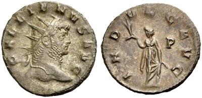 Antoniniano de Galieno. INDVLG AVG. Indulgencia a izq. Milán 5962851.m