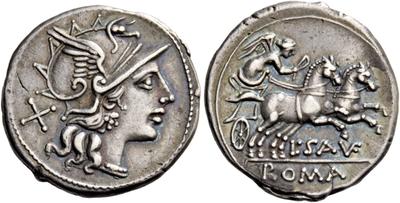 Denario forrado de la gens Sempronia. L. SEMP - ROMA . Los Dióscuros a caballo a dcha. Roma. 5993230.m