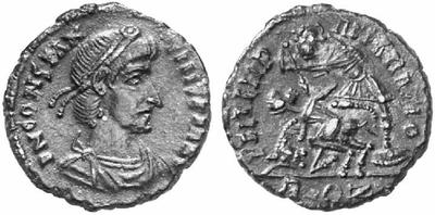 AE3 de Constancio II. FEL TEMP – REPARATIO. Soldado romano alanceando a jinete caído. Roma. 74565.m