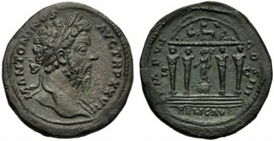 Sestercio de Marco Aurelio. IMP VI - COS III / RELIG AVG. Templo. Roma 2187175.m