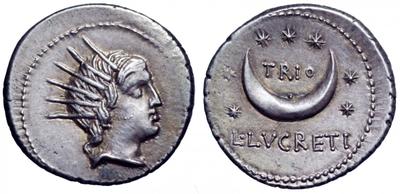 Denario de Adriano . COS III . Creciente y siete estrellas. Ceca Roma. 1537726.m