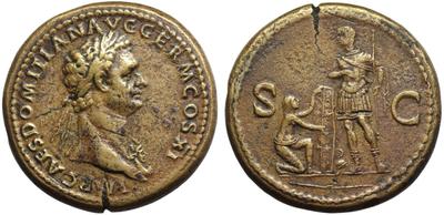 Sestercio de Domiciano. Emperador y cautivo. Roma 2397265.m